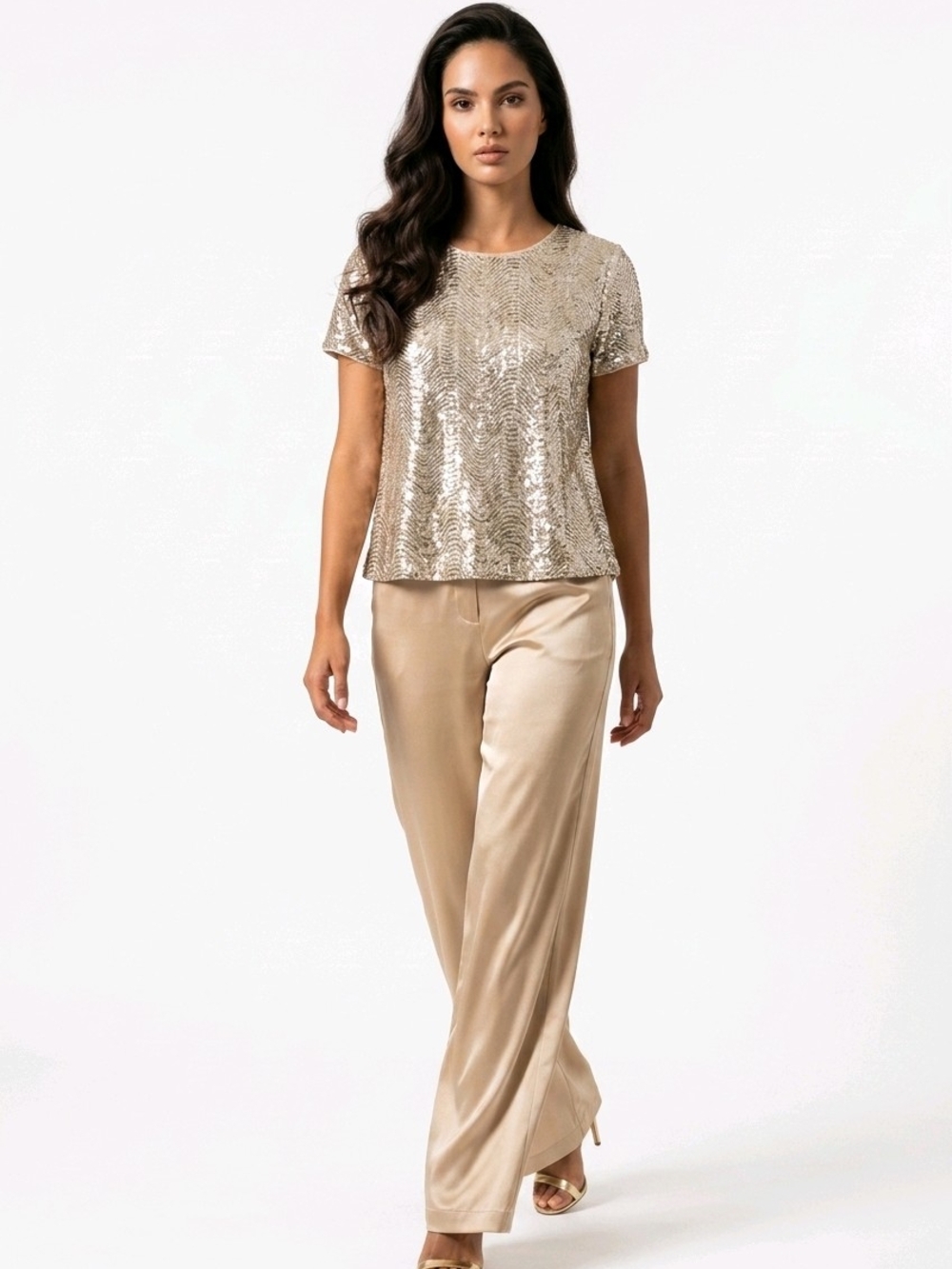 NWT Muse Sequin Champagne Sequin Top Size 14